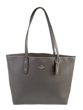 Coach Grey Pebbled Leather City Zip Tote with Double Handles F58846